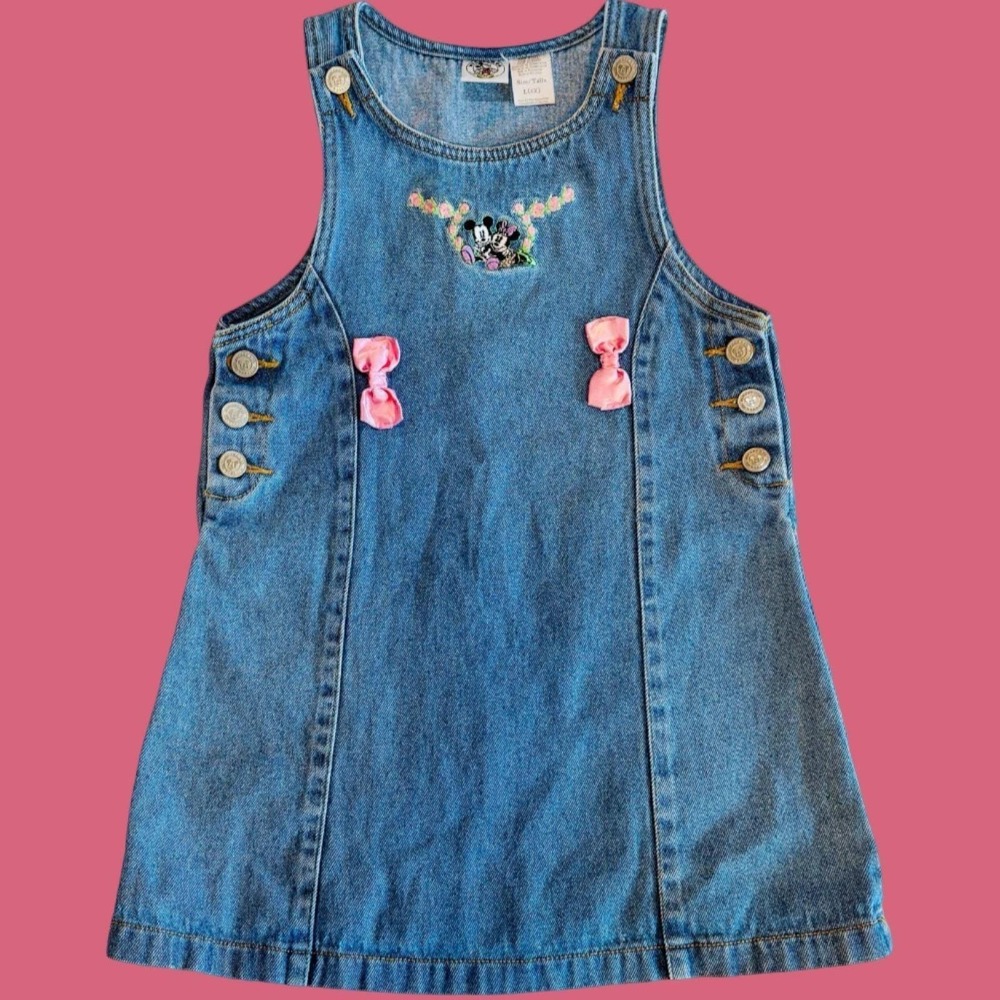 Vintage‎ Mickey & Co Floral Embroidered Denim Dress, Size 6X